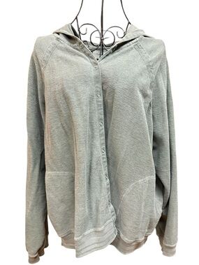 Hot Cotton Snap Button-Front Top - Sage Green